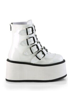 Ankle Boots with Quadruple Buckle Straps, Metal Plate Details, Metal Zip Closure